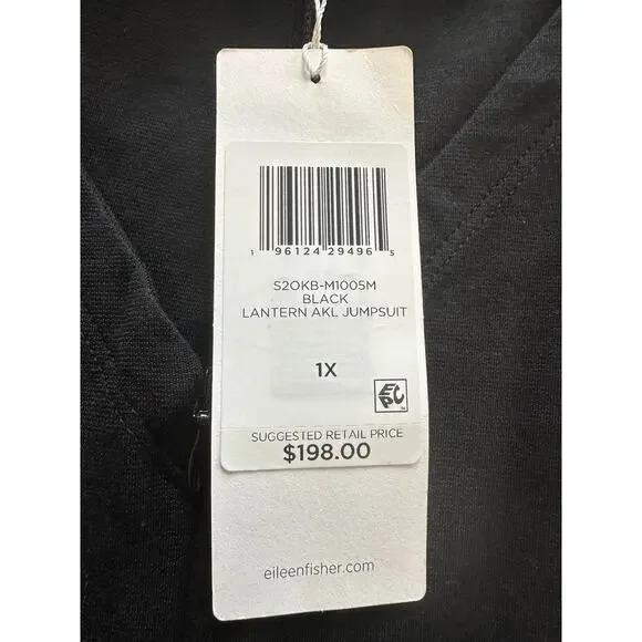 Eileen Fisher Cotton Ponte Lantern Jumpsuit Size 1X NWT
